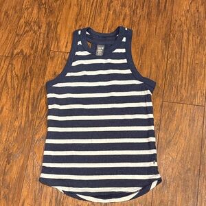 Mountain Hardwear Navy and White Striped Tank Top
